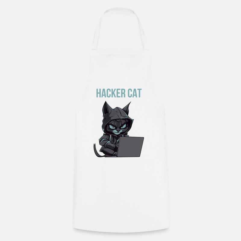 hacker cat hood - Tablier de cuisine - blanc