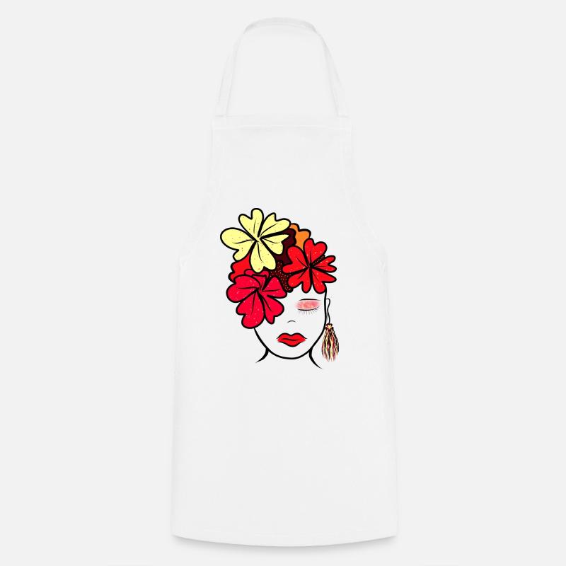 Imprimé de collage de fleurs botaniques - Tablier de cuisine - blanc