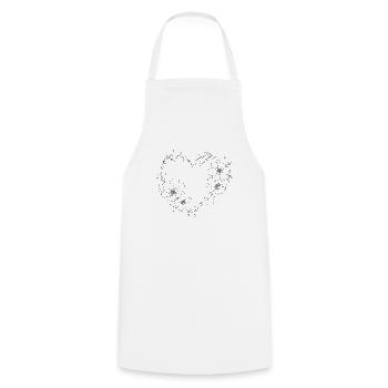 Coeur avec des fleurs et des feuilles. Romantique. - Tablier de cuisine - blanc - Devant - AI Model Male 185 dark (185cm)