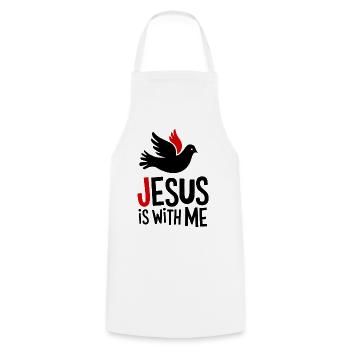 Jesus is with me - Cooking Apron - white - Front - AI Model Male 185 dark (185cm)
