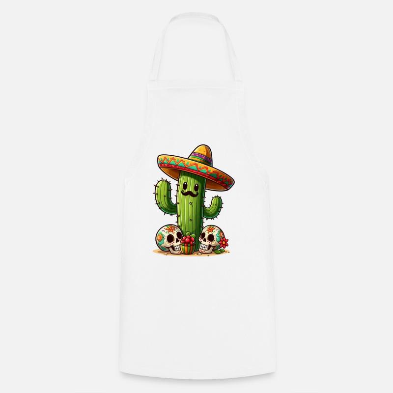 Drôle de cactus du Mexique - Tablier de cuisine - blanc