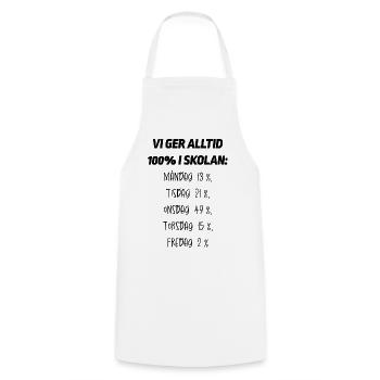 Klassenshirts Wir geben in der Schule immer 100% - Kochschürze - Weiß - Vorne - AI Model Male 185 dark (185cm)