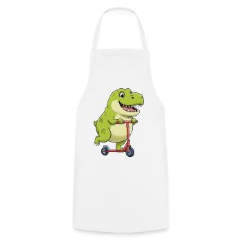 mignon Dino T-Rex scooter scooter dessin animé enfants - Tablier de cuisine - blanc - Devant - AI Model Male 185 dark (185cm)