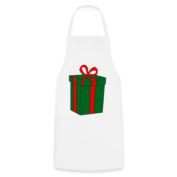 Green gift with red ribbon - Cooking Apron - white - Front - AI Model Male 185 dark (185cm)