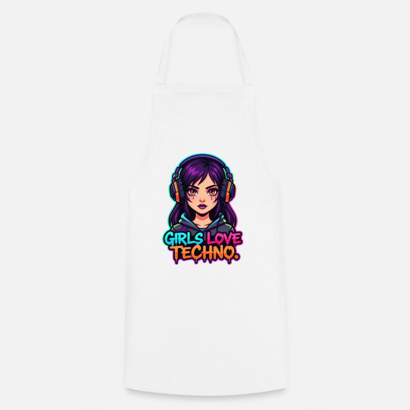 Techno Neon Girl - Tablier de cuisine - blanc