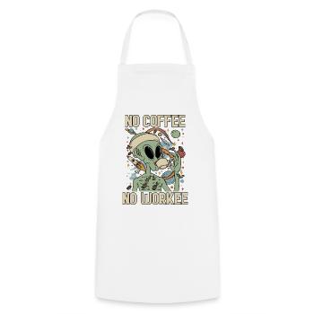 L’extraterrestre boit du café sans café pas de travail - Tablier de cuisine - blanc - Devant - AI Model Male 185 dark (185cm)