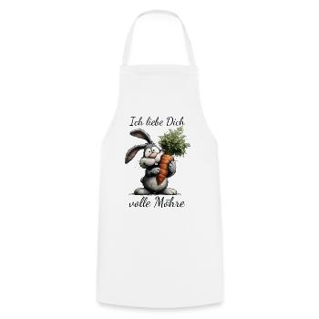 Hoppelbunny with carrot full carrot Valentine's Day - Cooking Apron - white - Front - AI Model Male 185 dark (185cm)