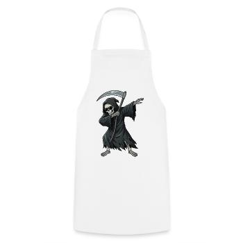 Dabbing Grim Reaper – Dessin animé Drôle du Crâne - Tablier de cuisine - blanc - Devant - AI Model Male 185 dark (185cm)