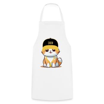 Swag cat - cool cat - Cooking Apron - white - Front - AI Model Male 185 dark (185cm)