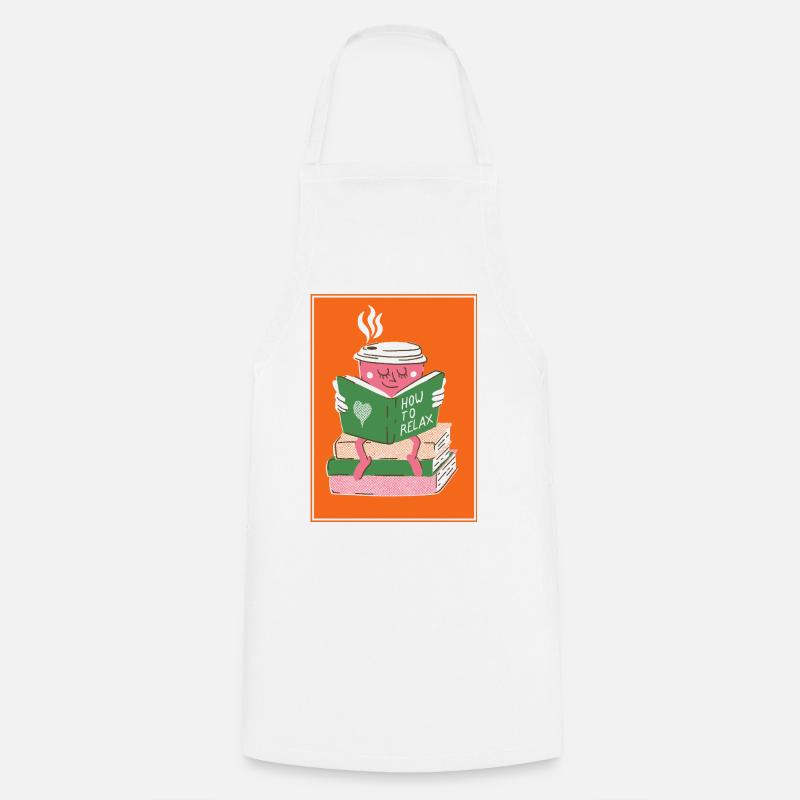 Coffee Reading Time - Relaxed Reading - Cooking Apron - white