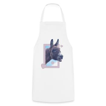 Âne pastel dans un cadre photo Âne et cœurs - Tablier de cuisine - blanc - Devant - AI Model Male 185 dark (185cm)