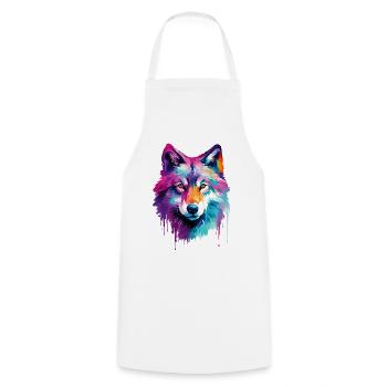 Wolf Wolfskopf Raubtier Wald Natur Wildnis Bunt - Kochschürze - Weiß - Vorne - AI Model Male 185 dark (185cm)