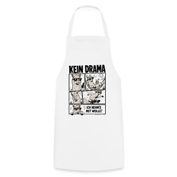 Kein Drama Lama entspannt Leben - Kochschürze - Weiß - Vorne - AI Model Male 185 dark (185cm)