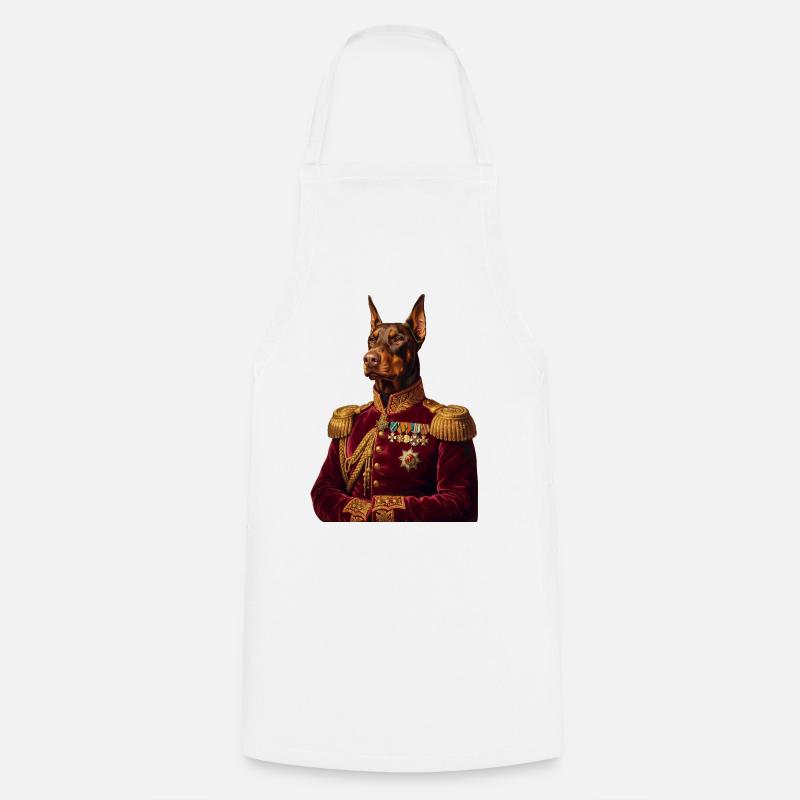 Doberman Portrait: The Royal General - Cooking Apron - white