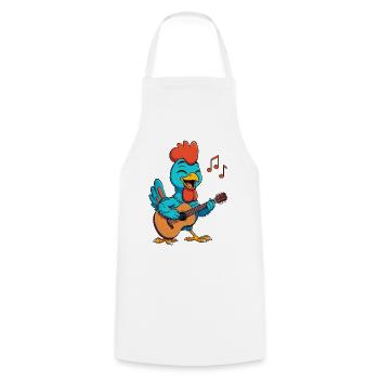 Poulet jouant de la guitare - Tablier de cuisine - blanc - Devant - AI Model Male 185 dark (185cm)