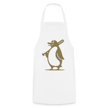Pinguin Baseballspieler Silhouette - Kochschürze - Weiß - Vorne - AI Model Male 185 dark (185cm)