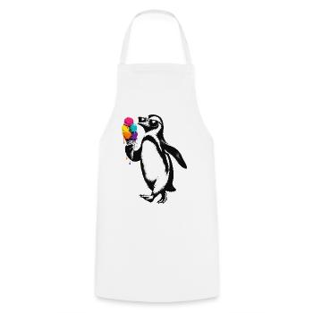 Cooler Pinguin mit Eis Illustration  - Kochschürze - Weiß - Vorne - AI Model Male 185 dark (185cm)