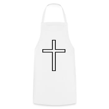Christen Kreuz - Kochschürze - Weiß - Vorne - AI Model Male 185 dark (185cm)