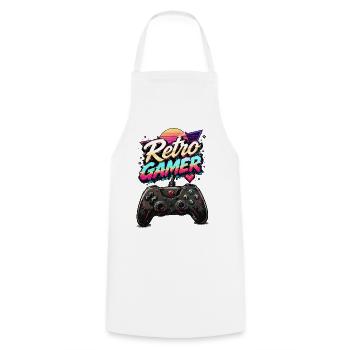 Manette Retro Gamer Neon - Tablier de cuisine - blanc - Devant - AI Model Male 185 dark (185cm)