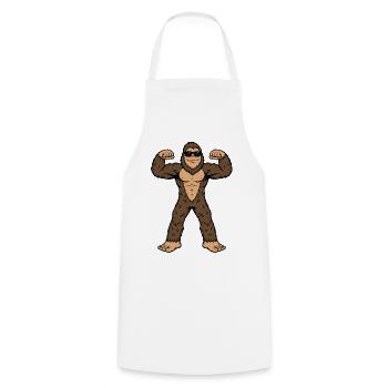 Bigfoot Muscular Dark Glasses - Cooking Apron - white - Front - AI Model Male 185 dark (185cm)