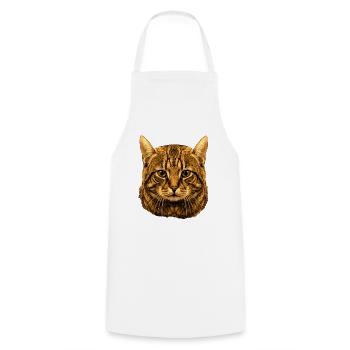 getigerte katze kopf Illustration auf Kleidung - Kochschürze - Weiß - Vorne - AI Model Male 185 dark (185cm)