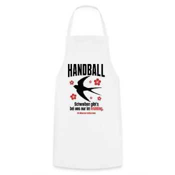 Handball Spruch – Schwalben nur im Frühling - Kochschürze - Weiß - Vorne - AI Model Male 185 dark (185cm)