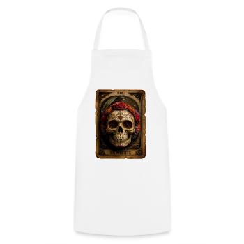 Halloween Sugar Skull Sugarskull Tarot - Kochschürze - Weiß - Vorne - AI Model Male 185 dark (185cm)