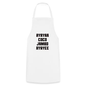 Coco Jambo Design Schriftzug - schwarz - Kochschürze - Weiß - Vorne - AI Model Male 185 dark (185cm)