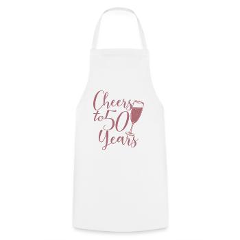50e anniversaire Femmes pour ses acclamations à 50 ans - Tablier de cuisine - blanc - Devant - AI Model Male 185 dark (185cm)