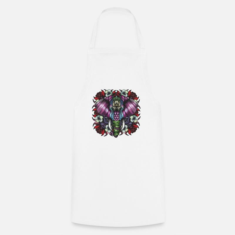 Elephant Red - Cooking Apron - white