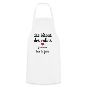 des bisous des calins - Tablier de cuisine - blanc - Devant - AI Model Male 185 dark (185cm)