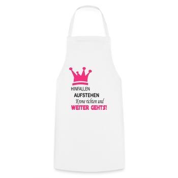 krone_weiter_gehts_4 - Kochschürze - Weiß - Vorne - AI Model Male 185 dark (185cm)