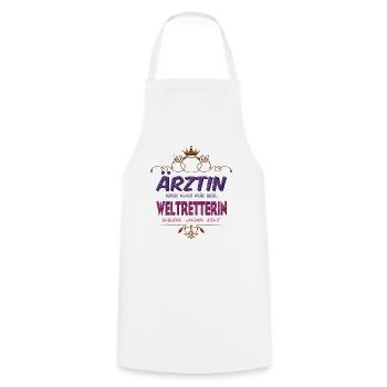 Ärztin Weltretterin - Kochschürze - Weiß - Vorne - AI Model Male 185 dark (185cm)