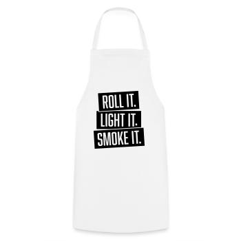 roll it. light it. smoke it. - Cooking Apron - white - Front - AI Model Male 185 dark (185cm)