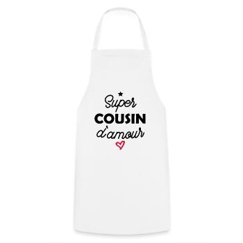 super cousin d amour - Tablier de cuisine - blanc - Devant - AI Model Male 185 dark (185cm)