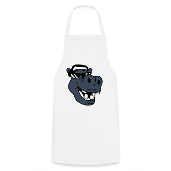 hippopotame rieur comique visage fête musique de club - Tablier de cuisine - blanc - Devant - AI Model Male 185 dark (185cm)