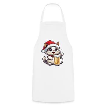 Katze Weihnachten Bier - Kochschürze - Weiß - Vorne - AI Model Male 185 dark (185cm)