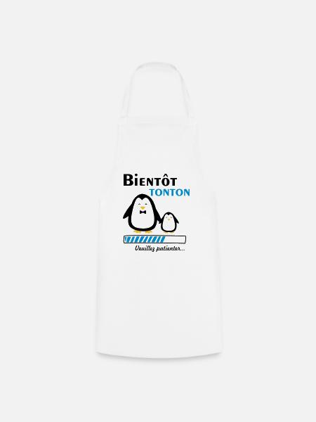 bientôt tonton pingouin,futur oncle - Tablier de cuisine - blanc