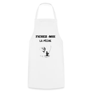 fichez moi la pêche humour pêcheur cadeau drôles - Tablier de cuisine - blanc - Devant - AI Model Male 185 dark (185cm)
