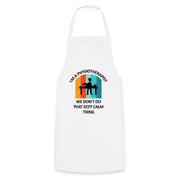 Kinésithérapeute cadeau humoristique disant drôle - Tablier de cuisine - blanc - Devant - AI Model Male 185 dark (185cm)