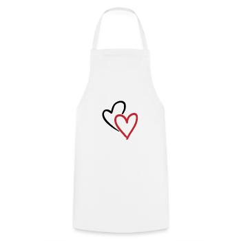 Two intertwined hearts in red - Cooking Apron - white - Front - AI Model Male 185 dark (185cm)