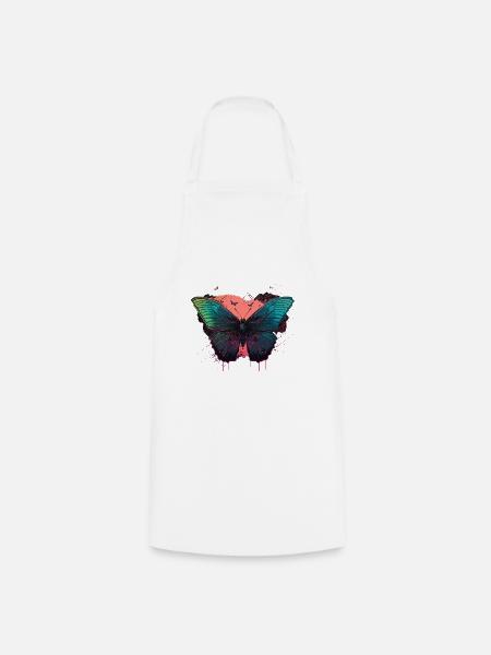 Wunderschöner leuchtender Schmetterling - Kochschürze - Weiß