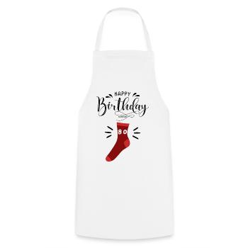 Happy Birthday Cool Sock - 80th Birthday - Cooking Apron - white - Front - AI Model Male 185 dark (185cm)