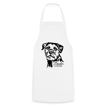 BORDER TERRIER Hundeportrait Hund Hunde Wilsigns - Kochschürze - Weiß - Vorne - AI Model Male 185 dark (185cm)