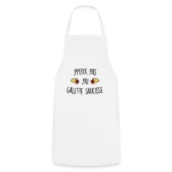 J'peux pas j'ai galette saucisse - Tablier de cuisine - blanc - Devant - AI Model Male 185 dark (185cm)