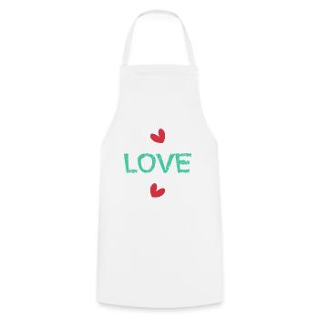 LOVE. SAINT VALENTIN. EVJF. JE T'AIME. I LOVE YOU. - Tablier de cuisine - blanc - Devant - AI Model Male 185 dark (185cm)