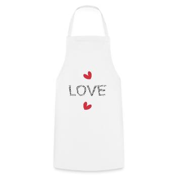 LOVE. SAINT VALENTIN. EVJF. JE T'AIME. I LOVE YOU. - Tablier de cuisine - blanc - Devant - AI Model Male 185 dark (185cm)