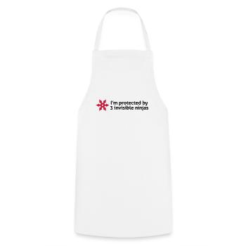 I am protected by invisible ninjas! - Cooking Apron - white - Front - AI Model Male 185 dark (185cm)