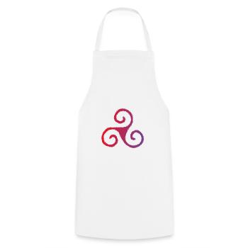 Celtic Symbol Triskele Dreierspirale New - Cooking Apron - white - Front - AI Model Male 185 dark (185cm)
