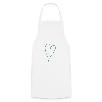 Coeur bleu sarcelle - Tablier de cuisine - blanc - Devant - AI Model Male 185 dark (185cm)